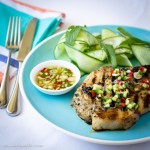 Pork cutlets with cucumber salad and sweet chilli dressing